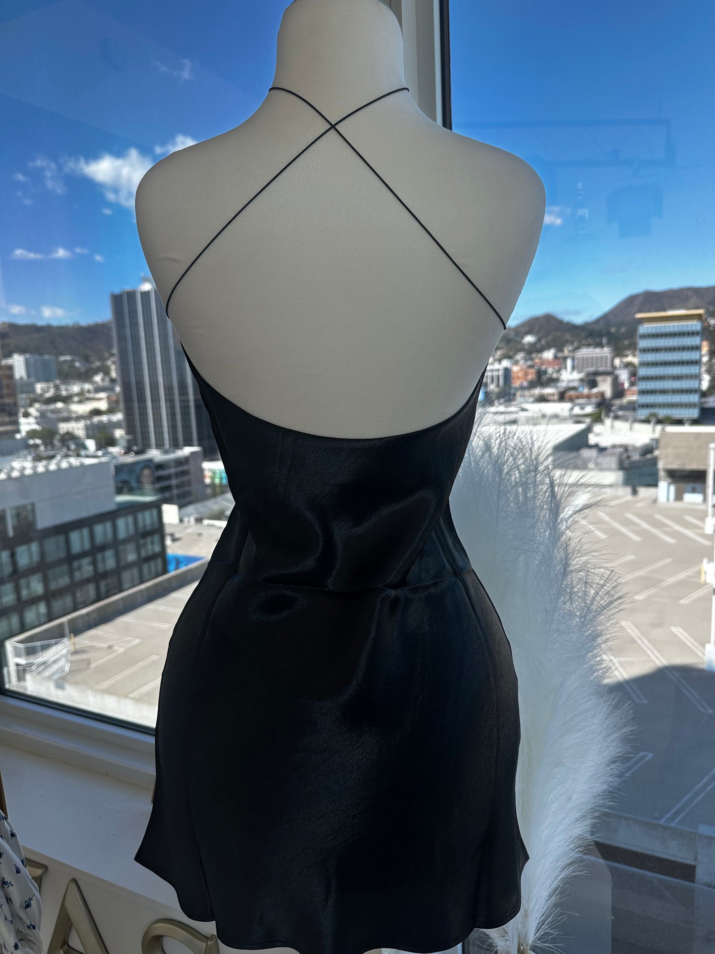 Serena Noir Satin Mini Dress