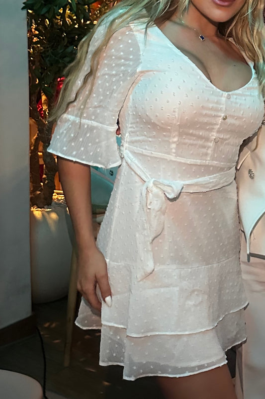 Radiant Grace White Long Sleeve Dress